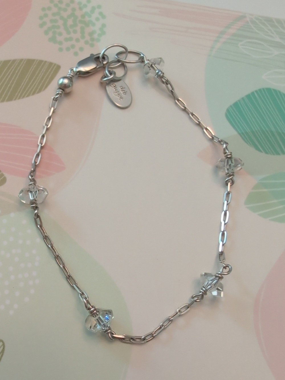 Delicate Deb Guyot Silver Crystal Station Bracelet - clear